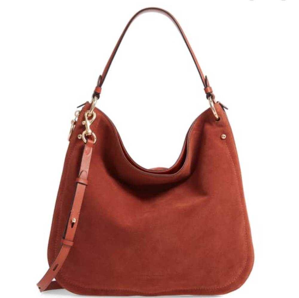 NWT REBECCA MINKOFF SUEDE HOBO BAG ACORN (Rust)